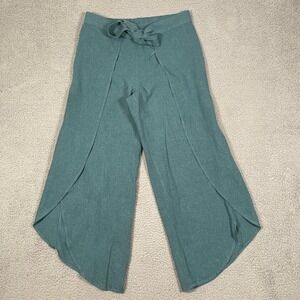 Patagonia Garden Islend Pants Womens M Green Teal Hemp Wide Leg Slit Hippie Boho